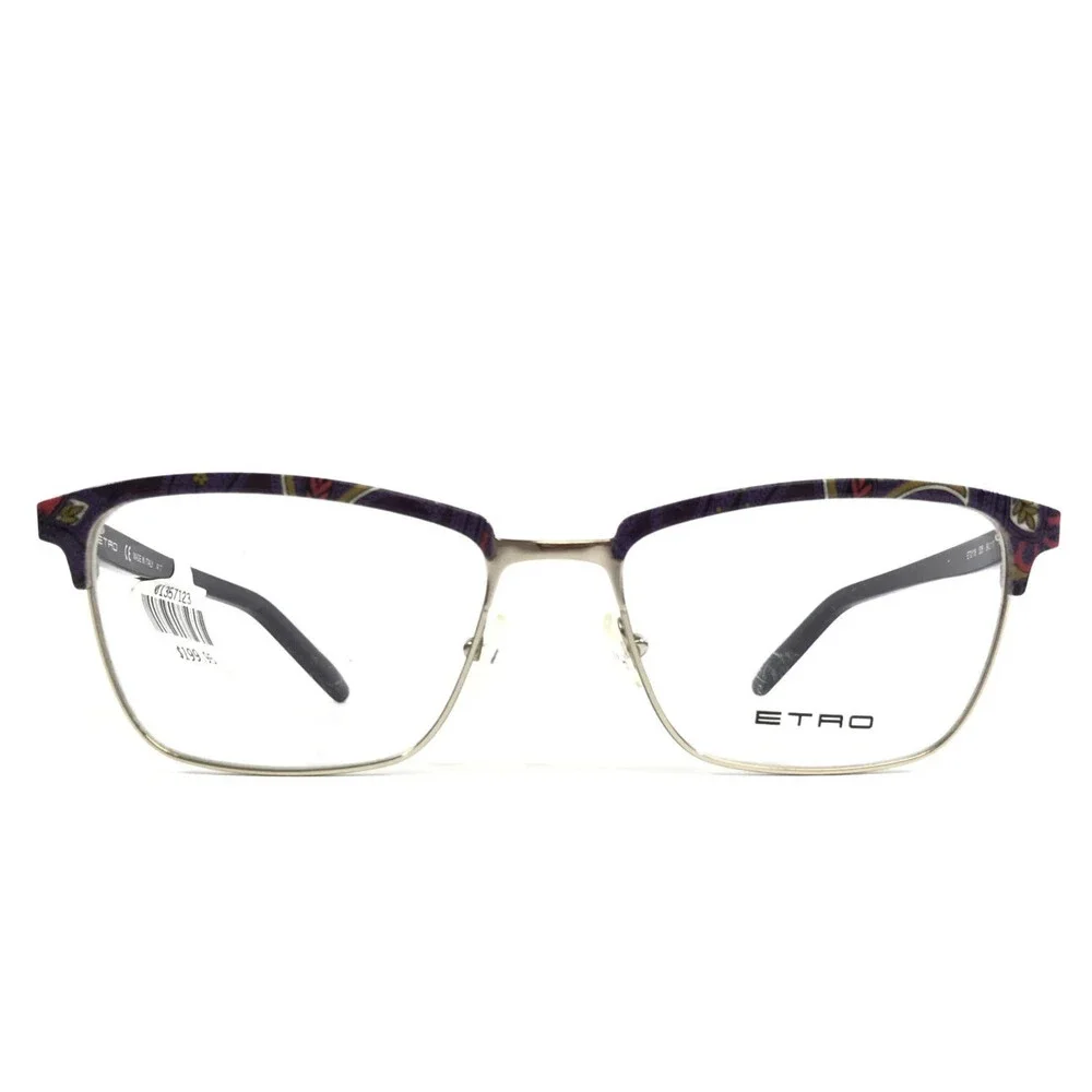 Etro Eyeglasses Frames ET2118 525 Purple Paisley Silver Cat Eye 54-17-140
